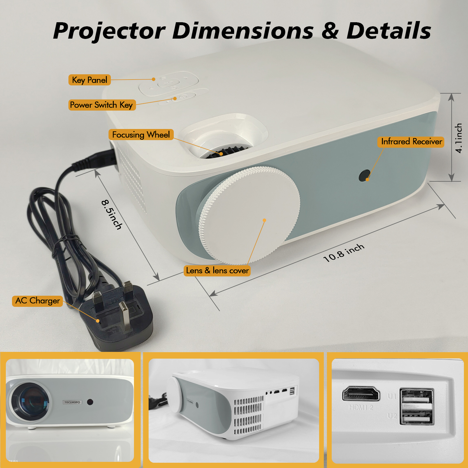Native 1080P Projector 4K Support 9500 Lumens 5G WiFi Bluetooth 5.0 Movie Projector 400 Inch Display photo 7