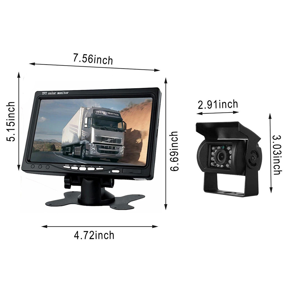 7'' Monitor 2 Waterproof Reversing Camera Car Rear View Kit For Truck Caravan photo 4