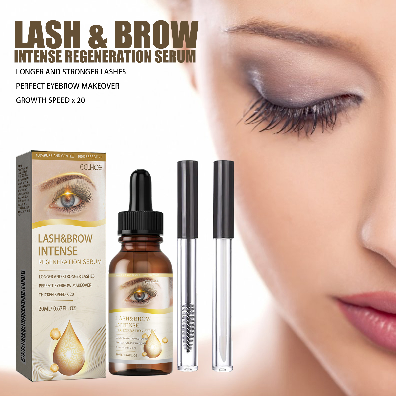 Eyelash Eyebrow E Ssence Set 20ml 1box-1 Eyelash Brush-1 Eyebrow Brush photo 7