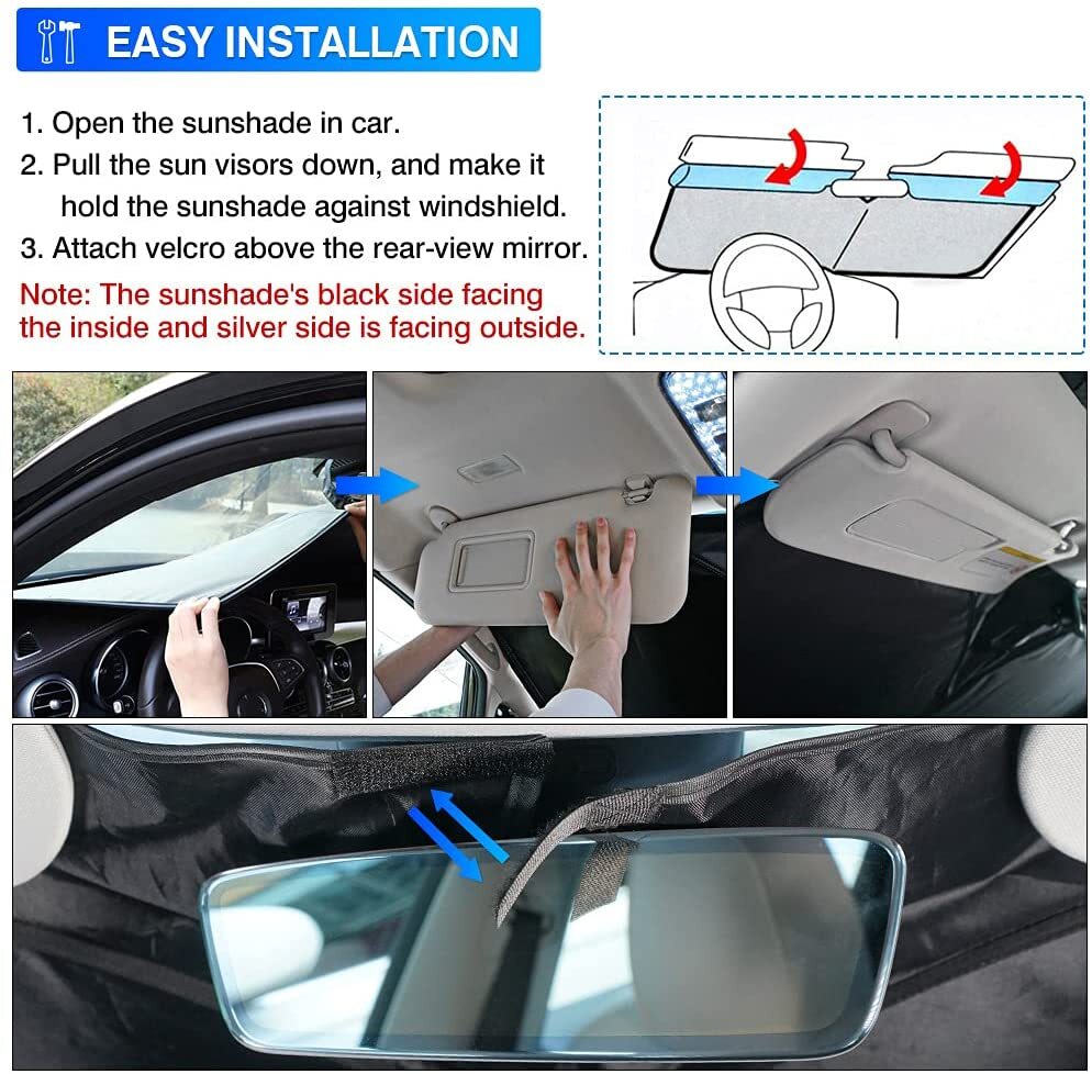 Car Windshield Sunshade Foldable Fit Ford Edge 15-24 Visor UV Block Shield Cover photo 2