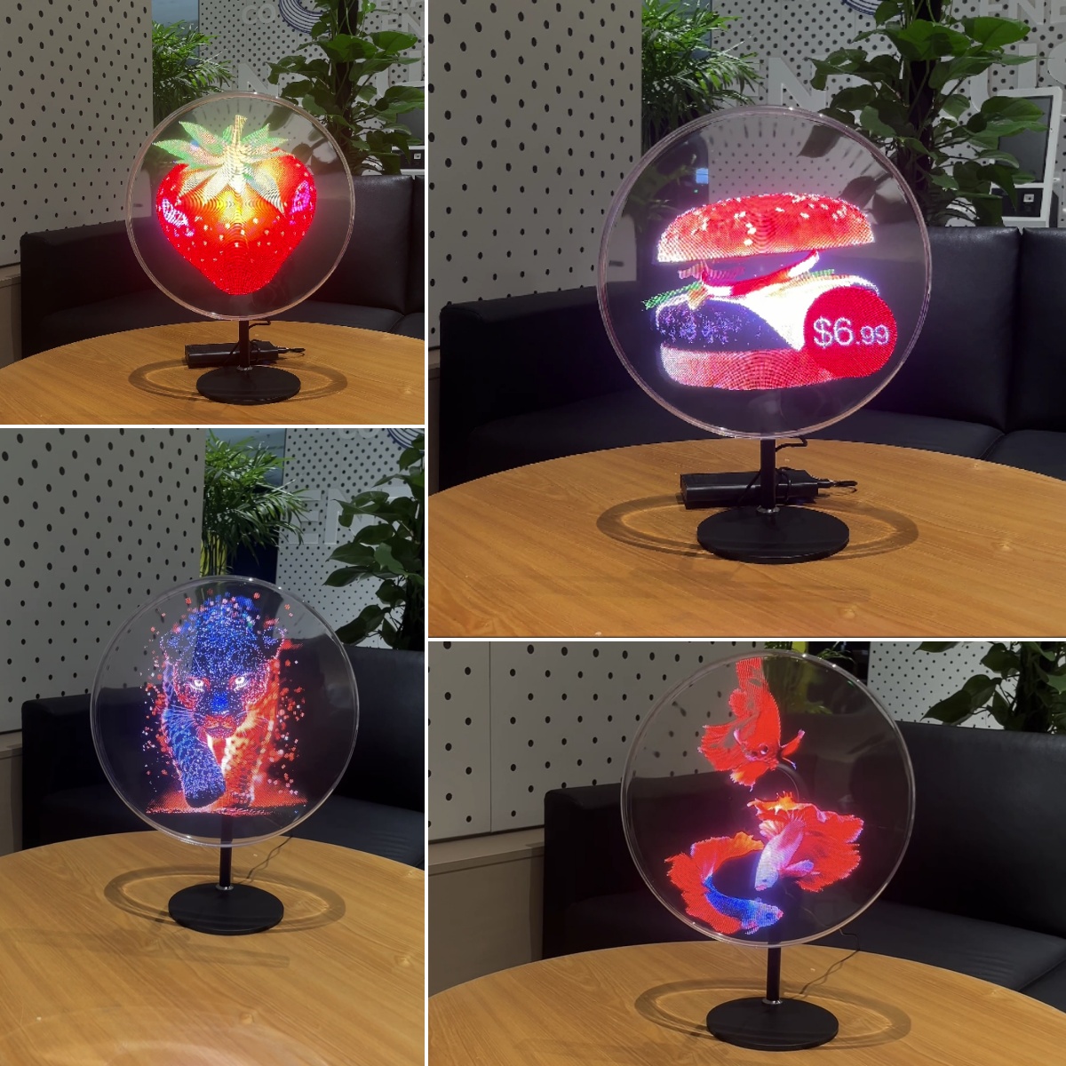 Wiilala Holographic Display Stand 12&20&30cm Naked-eye 3D Holographic Fan Advertising Machine Stereoscopic Floating Light Aerial Projector Gift Light Shopping Mall Home photo 5