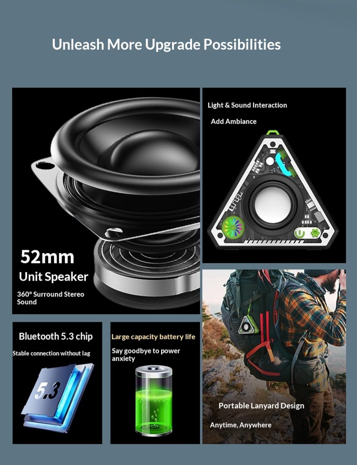 Cross-border V2 Wireless Bluetooth Speaker Outdoor Portable Mecha Subwoofer Mini Desktop Small Speaker Transparent Lantern photo 6