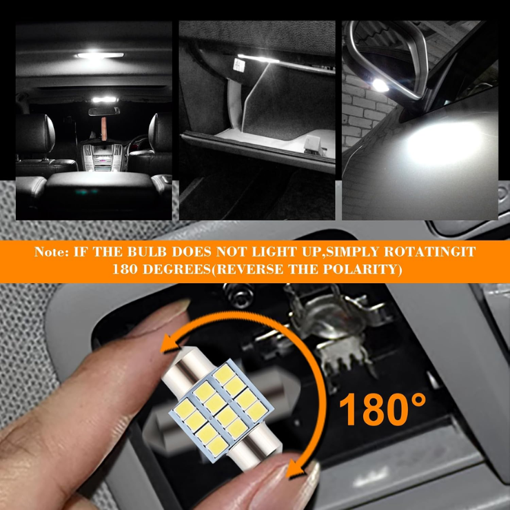 24 Pieces Dome Light LED Car Interior Bulb Kit Set 194 T10 DE3175 578 31mm 42mm Bulbs Interior Replacement Lights For Car Map License Plate Door Side Marker Cornering Trunk Light - White photo 3