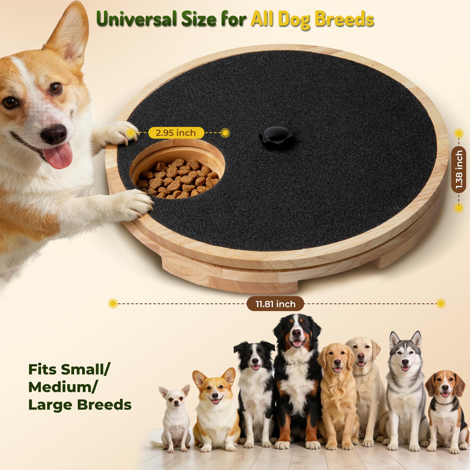 Dog Nail Scratch Board With Treat Box For Claw Care Interactive Nail File Toy For Stress-Free Grooming, Wooden, Adjustable Tension, Suitable For Dogs Of Multiple Sizes, Black photo 4