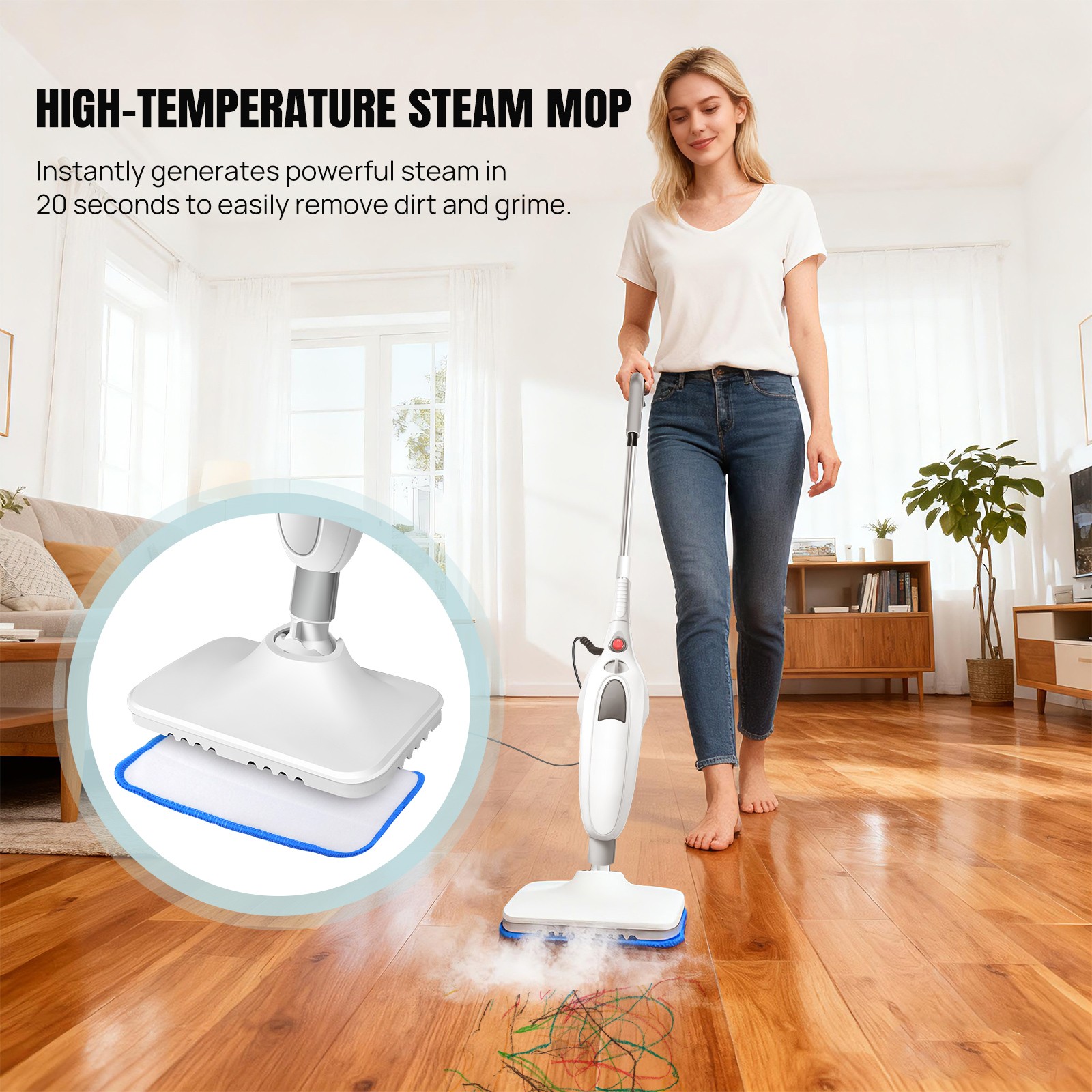 4000w Electric Steam Mop Floor Cleaner Handheld Carpet Windows Washer Home photo 6