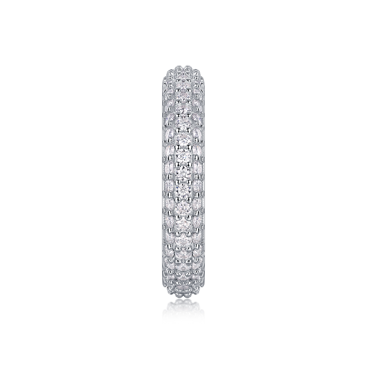 S925 Silver 2.8g Platinum Plated Moissanite Ring, 108pcs 1.5mm D VVS1 Pave Band, GRA Certified US 5-9 photo 2
