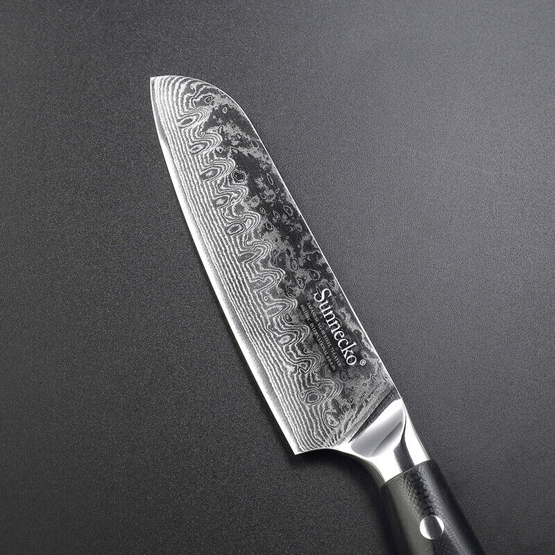 Japanese Santoku Knife 5'' Kitchen Knife Damascus VG10 Steel Cutlery Chef Knife photo 5