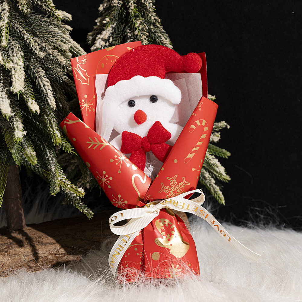 Handmade Pipe Cleaner Christmas Mini Bouquet Santa Snowman Xmas Ornaments Finished Table Decorations For Gift Box Matching Christmas Eve Home Decor photo 4