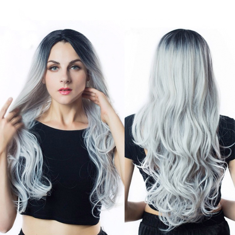 Fashion mid-length curly hair dyed wig photo 2
