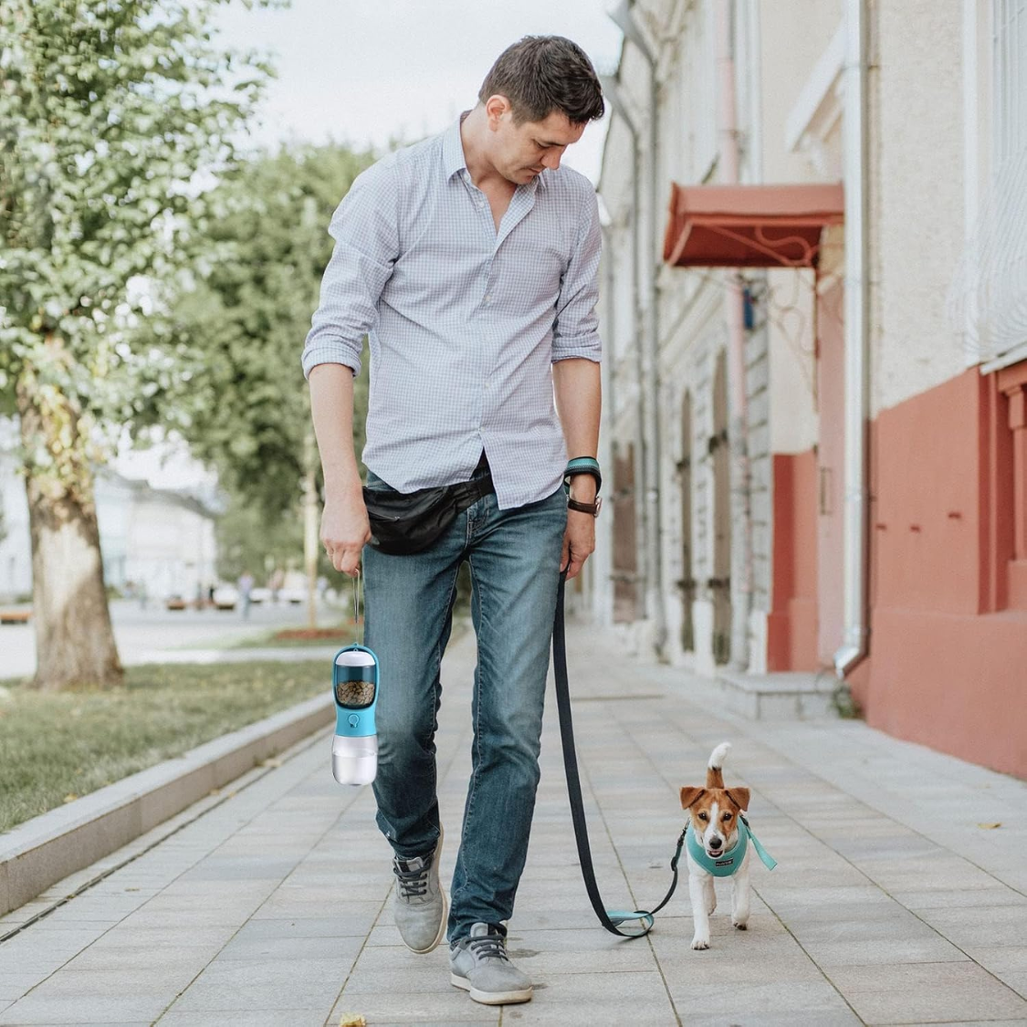 Portable Dog Water Bottle With Food Container & Filter, Travel Drinking Bottle For Pets photo 3