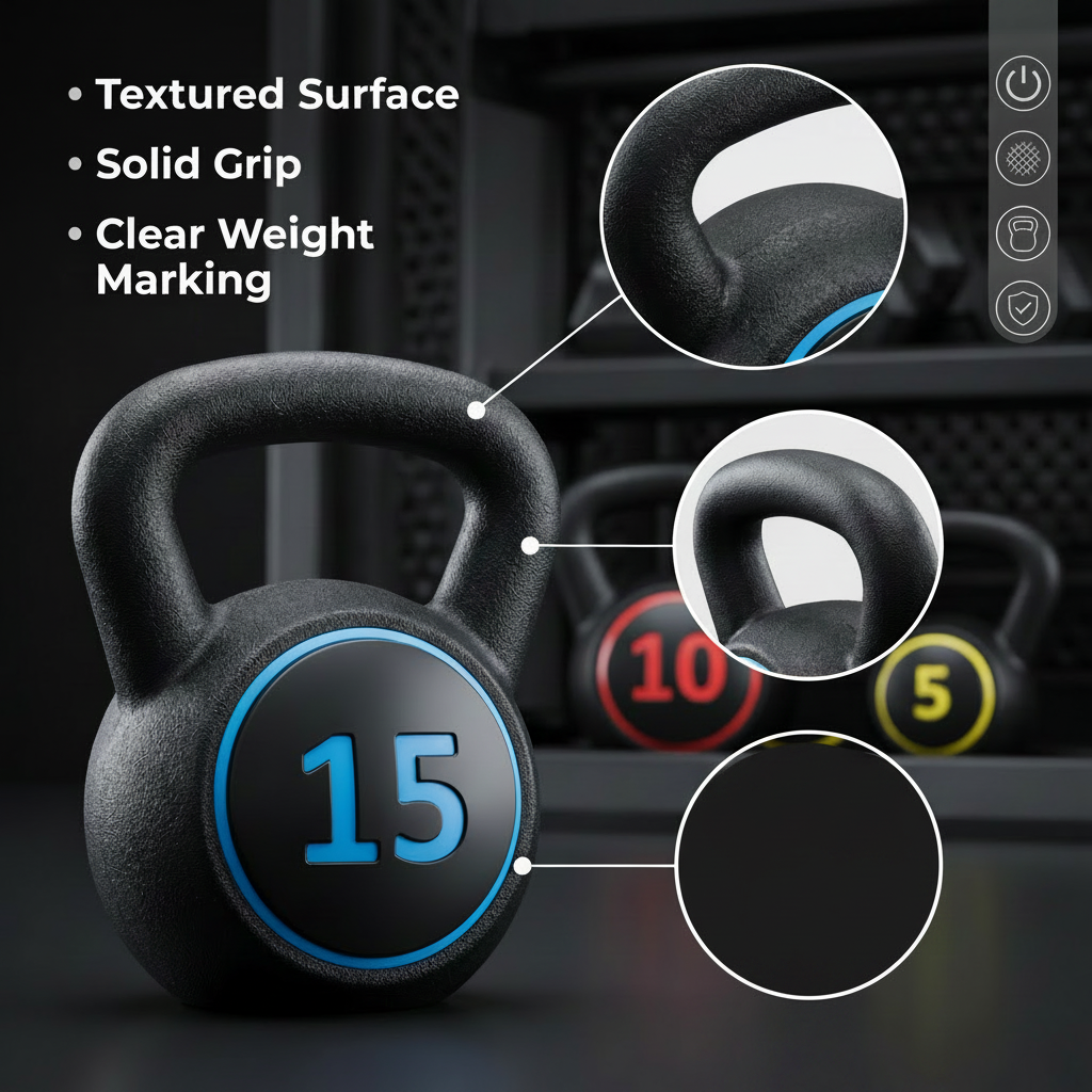 Kettlebell Set With Rack, 5lb -10lb -15lb 3-Piece Set, Ergonomic Grip, Home Workout Training Set photo 3