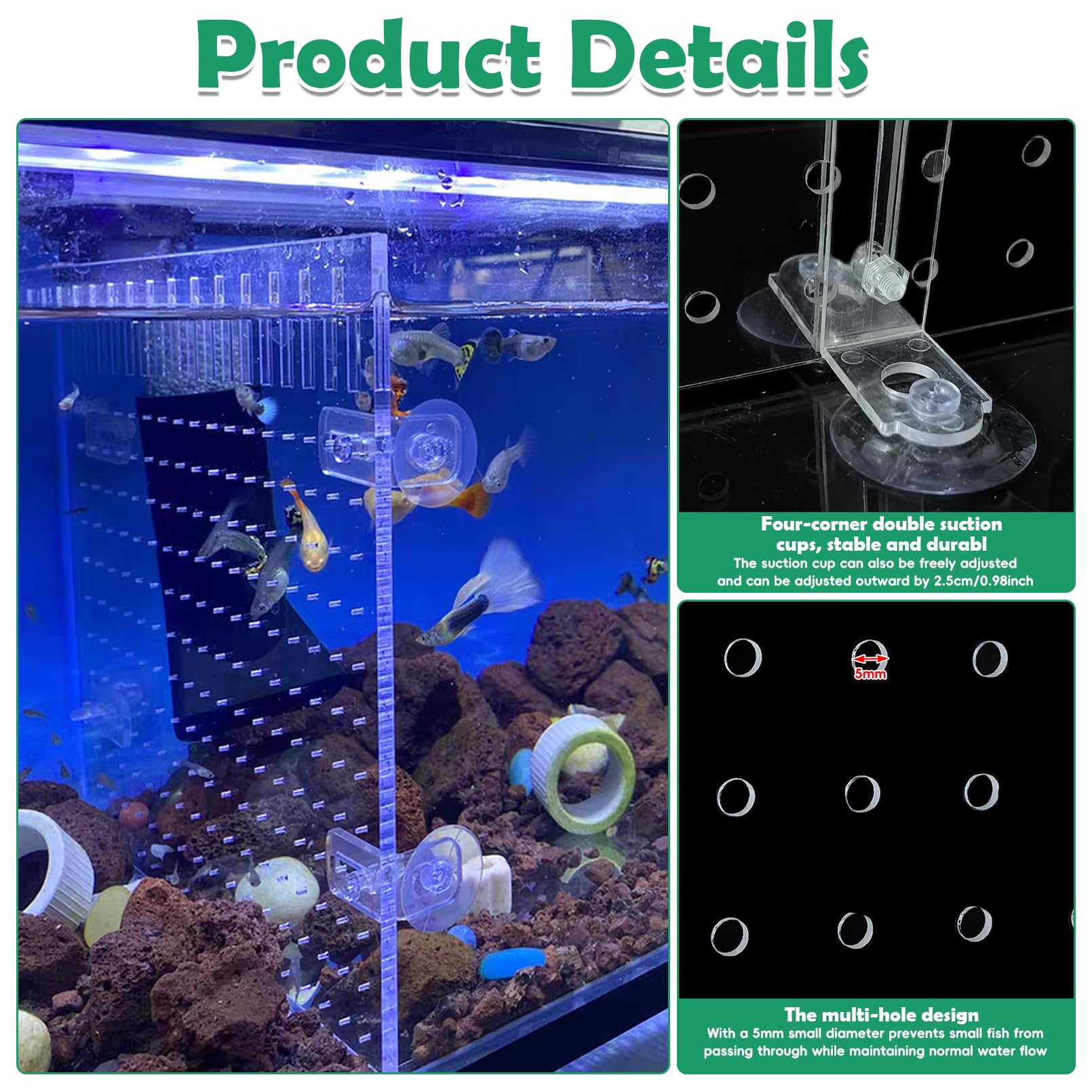 Fish Tank Divider Acrylic Aquarium Divider With 8 PCS Suction Cups, Transparent Fish Tank Separator For Betta Fish photo 3