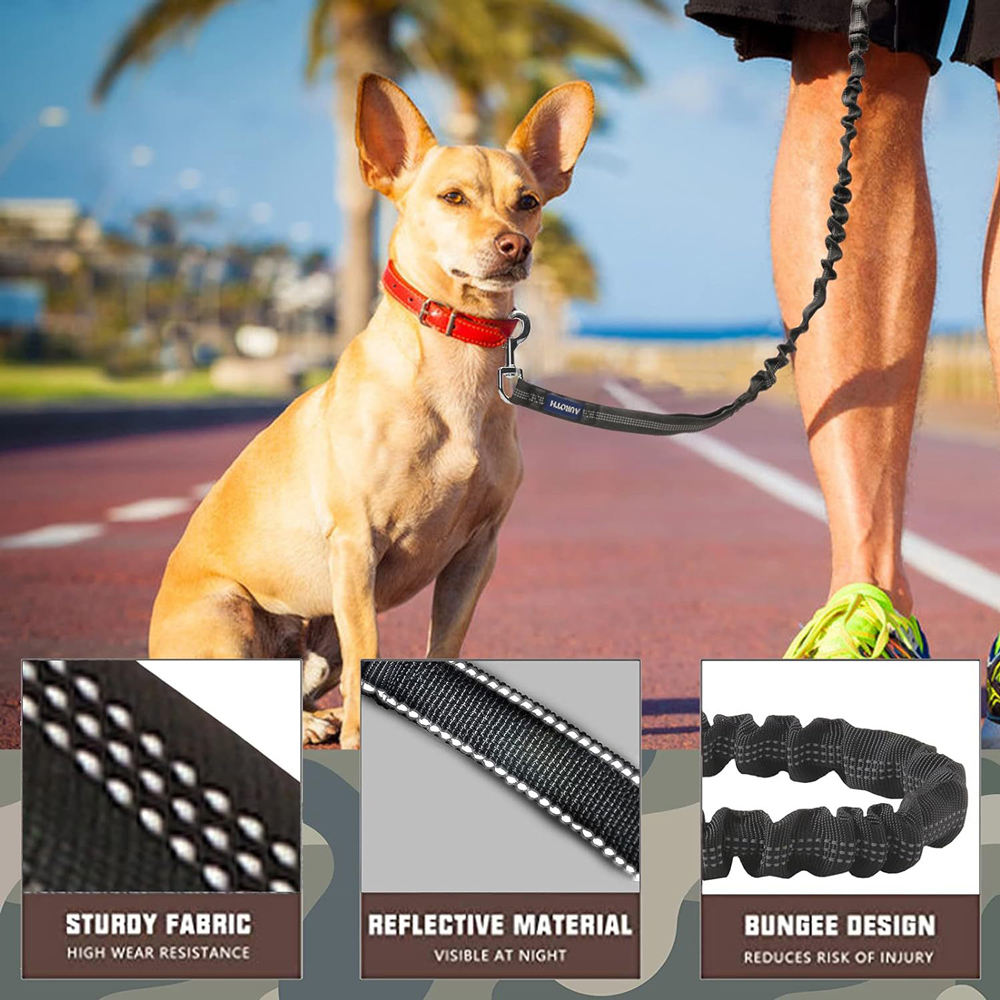 Dog Training Leash Traction Rope Nylon Bungee Heavy Duty Car Buckle Reflective photo 3