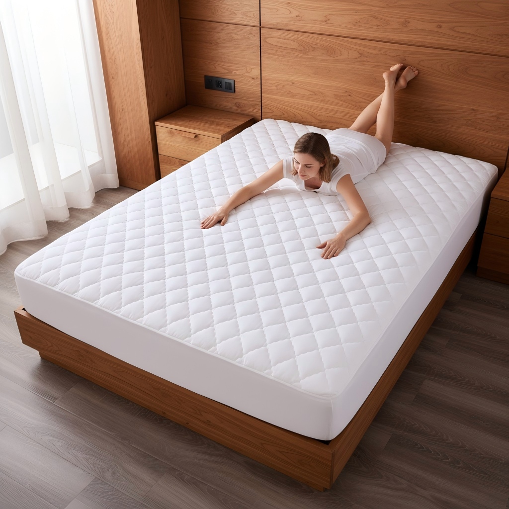 1PC Diamond Quilted Fitted Sheet Thick Mattress Cover Stretchy Bed Sheet For All Season Use photo 4