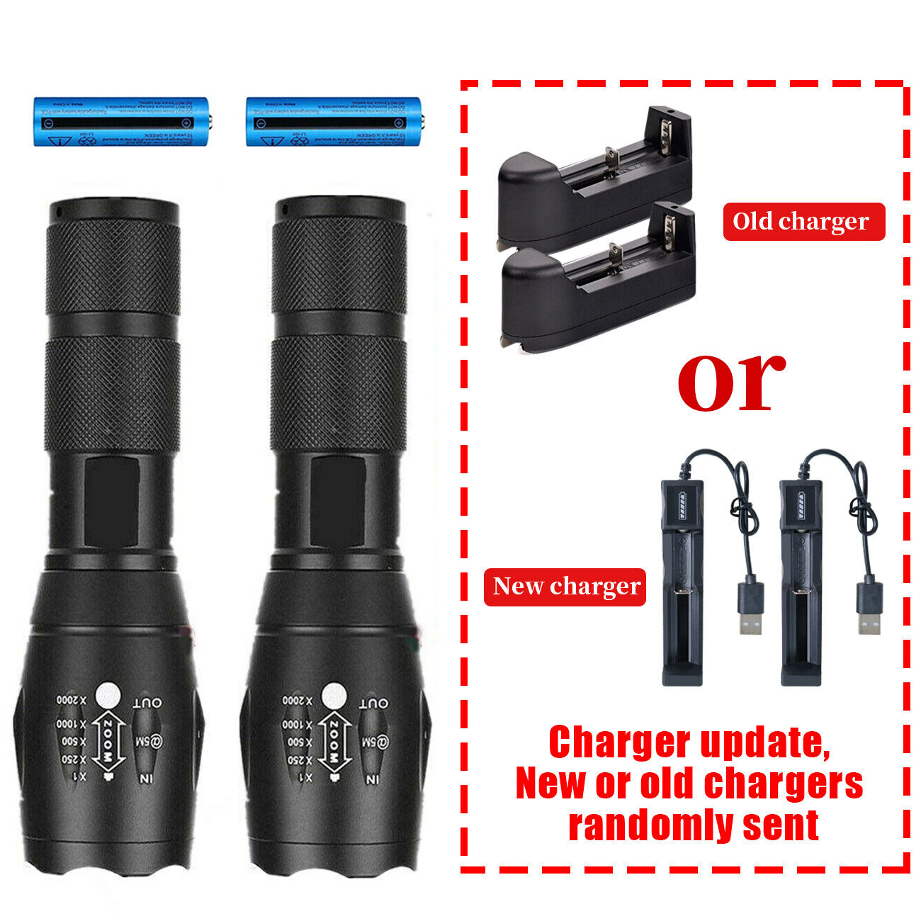 2x 990000LM Bright LED Flashlight Rechargeable Torch Camping Zoom Light Lamp photo 6