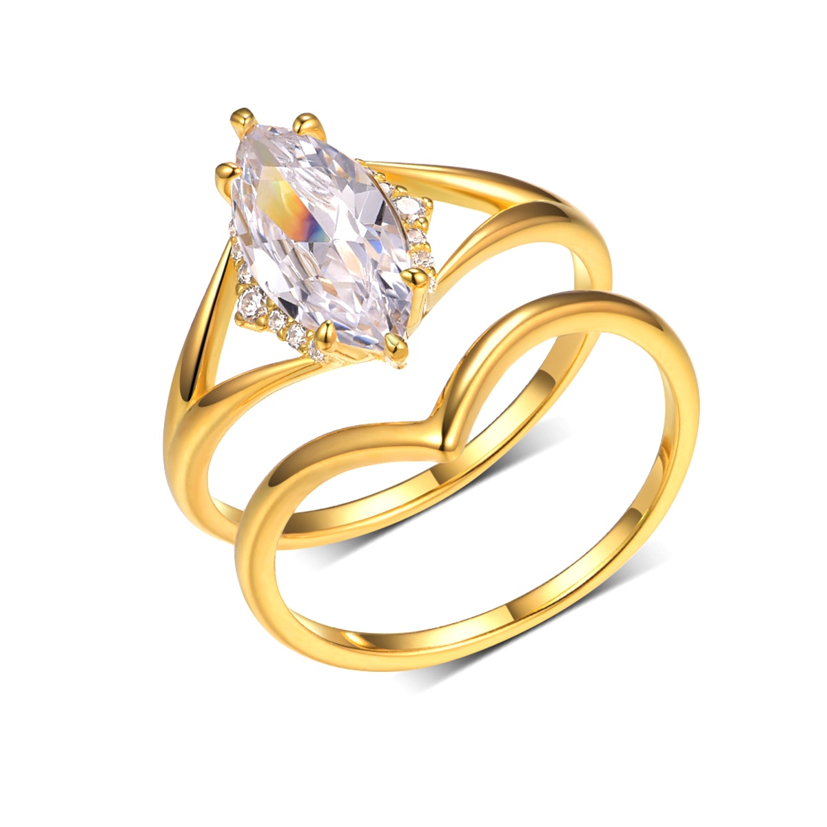 S925 Silver 3.9g Marquise Moissanite Ring Set, 6x12mm D VVS1 V-Shape Curved Band, GRA Certified US 6-9 Gift Box photo 3