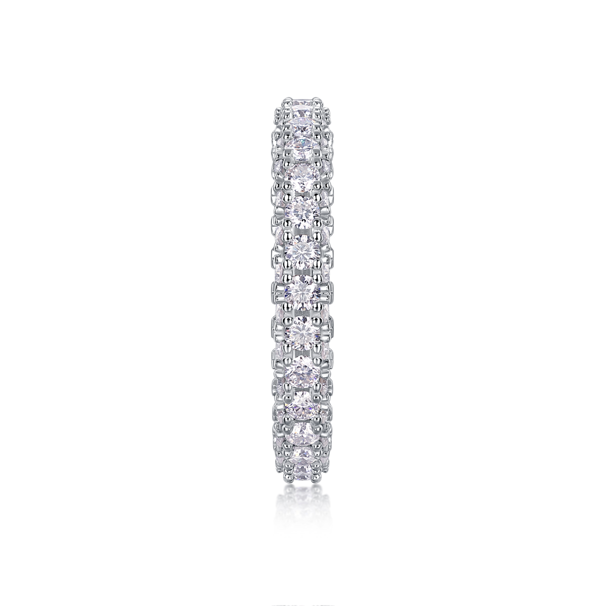 S925 Silver 2.2g Platinum Plated Moissanite Ring, 3.4mm 87pcs D VVS1 Pave Band, GRA Certified US 5-9 photo 5