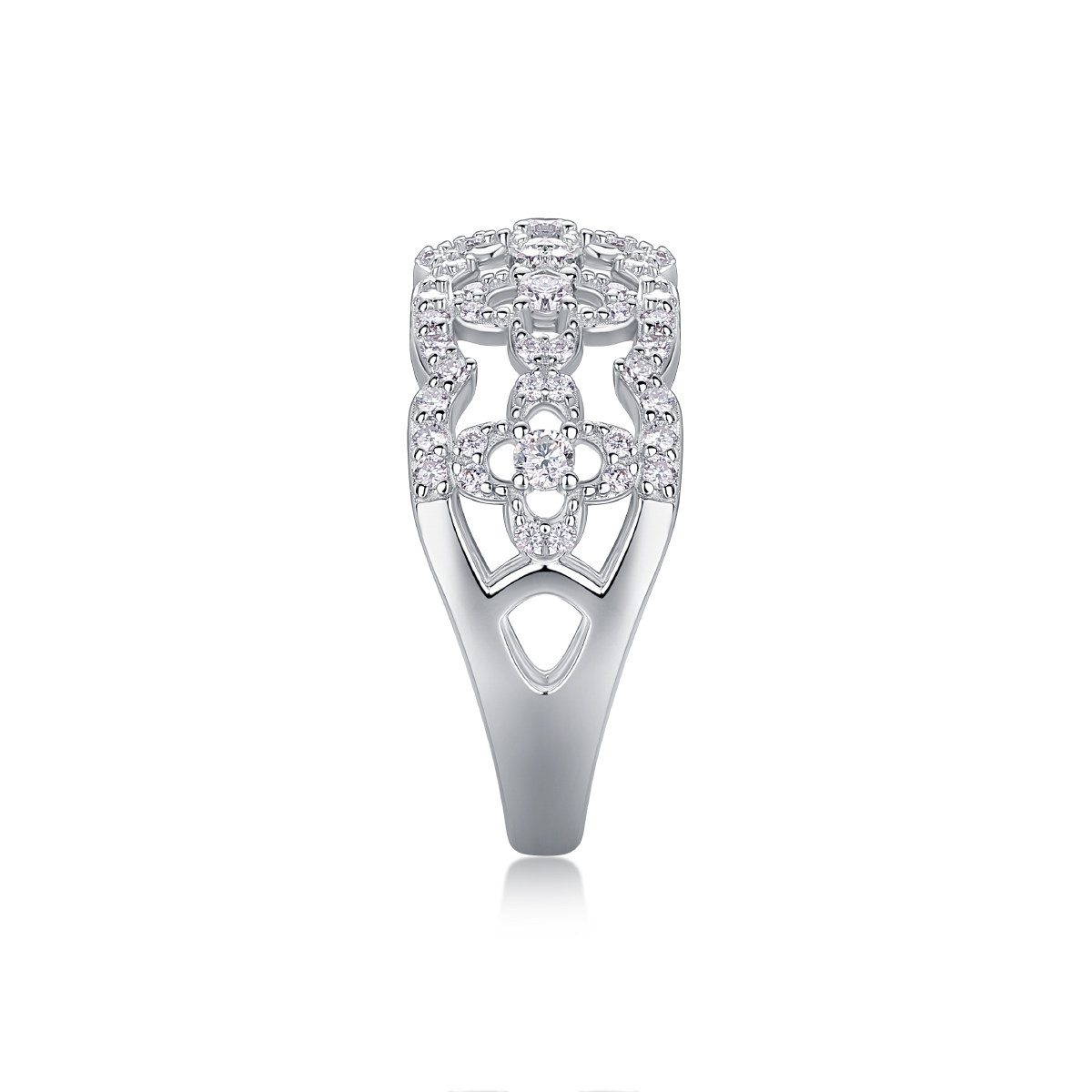 S925 Silver 3.3g Platinum Plated Moissanite Ring, 10mm Vintage Floral Filigree Band, GRA Certified US 5-9 photo 7