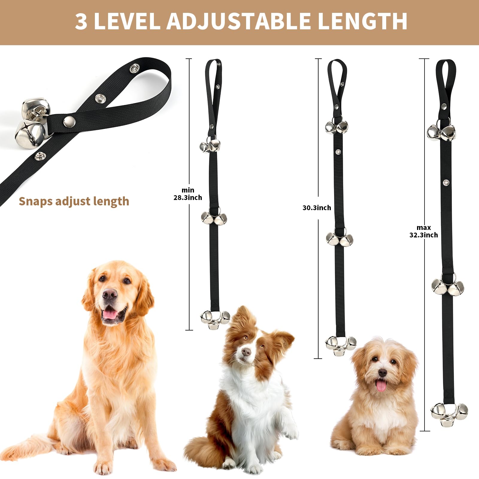 Upgraded Puppy Bells Dog Doorbells For Door Knob  Potty Training  Go Outside-Dog Bells For Puppies Dogs Doggy Doggie Pooch Pet Cat For Dog Lovers-Premium Quality-3 Snaps For Length Adjustment photo 2