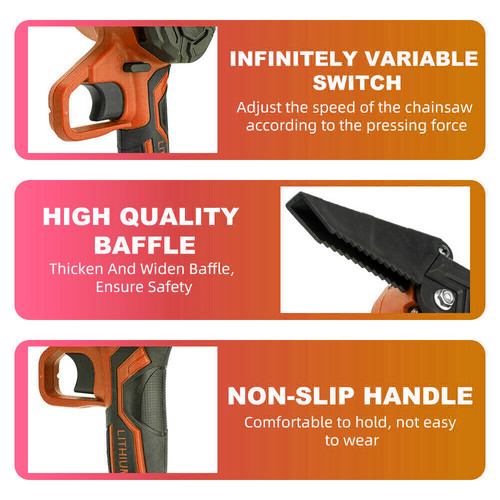 4500W 6in Mini Cordless Electric Chainsaw 2X Battery Wood Cutter Rechargeable photo 2