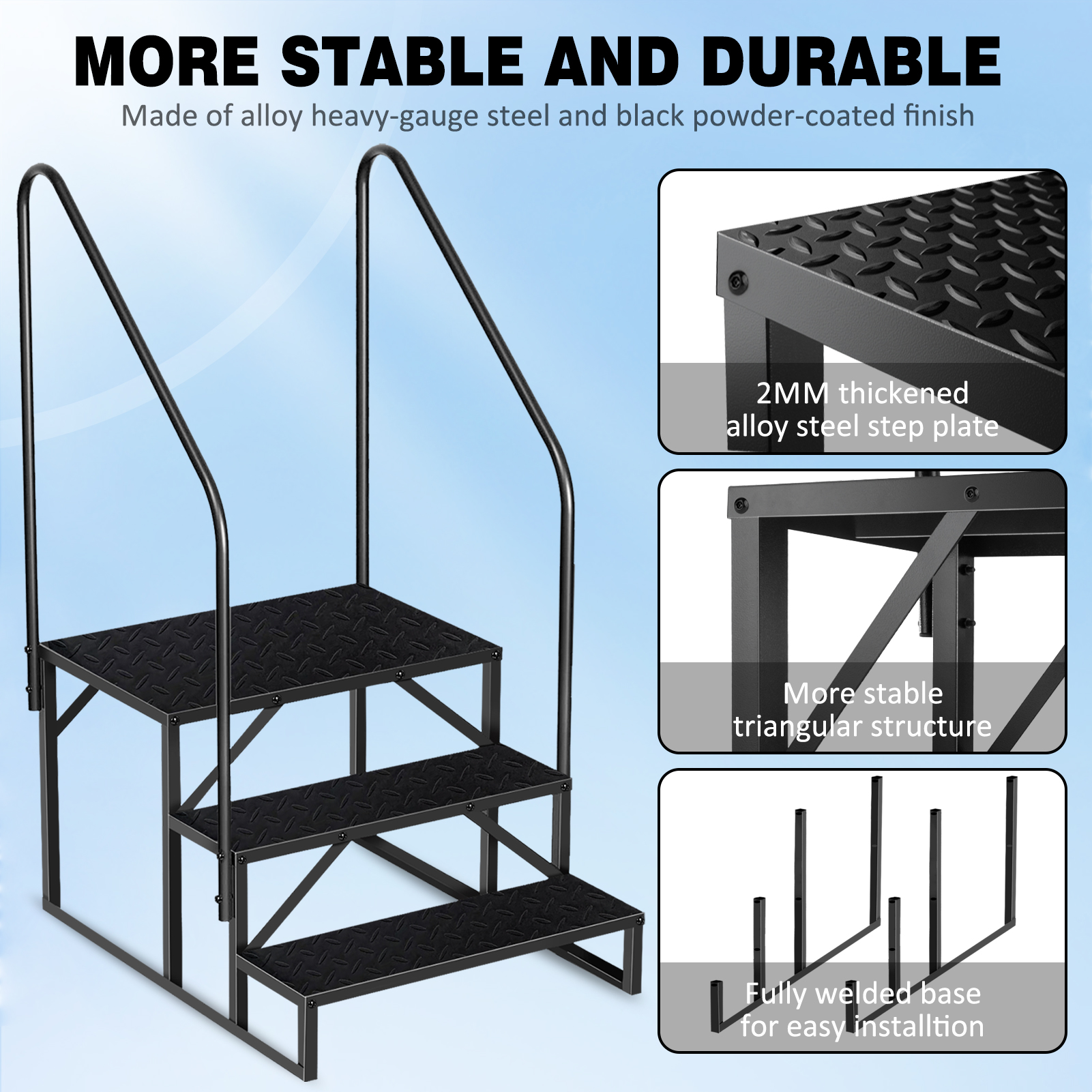 3-level Ladder With Handrails, Two Handrails -TEMU Can Only Be Picked Up-Shipped From Non EBay Certified Warehouse photo 5