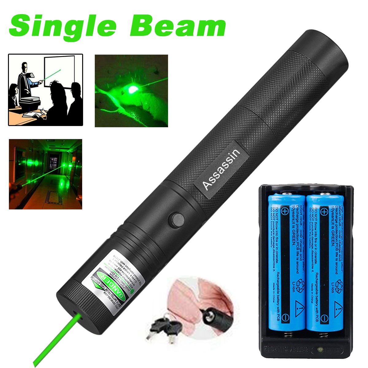 900Miles Green Laser Pointer Pen Light 532nm 1 MW Lazer Rechargeable Torch Charger Battery photo 2