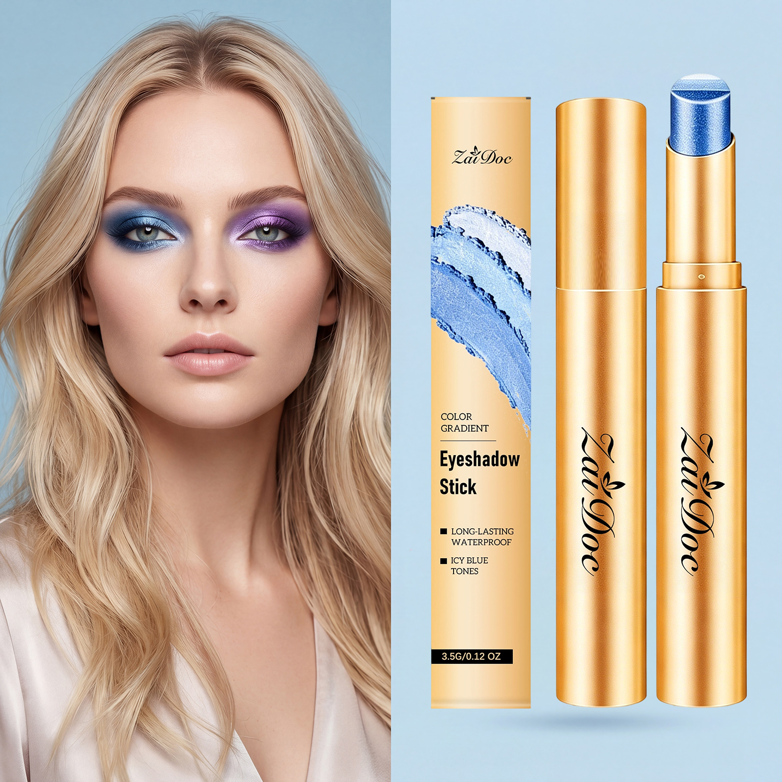 Makeup Eyeshadow Stick  Ice Crystal Grape Blue  3.5g 1box photo 6