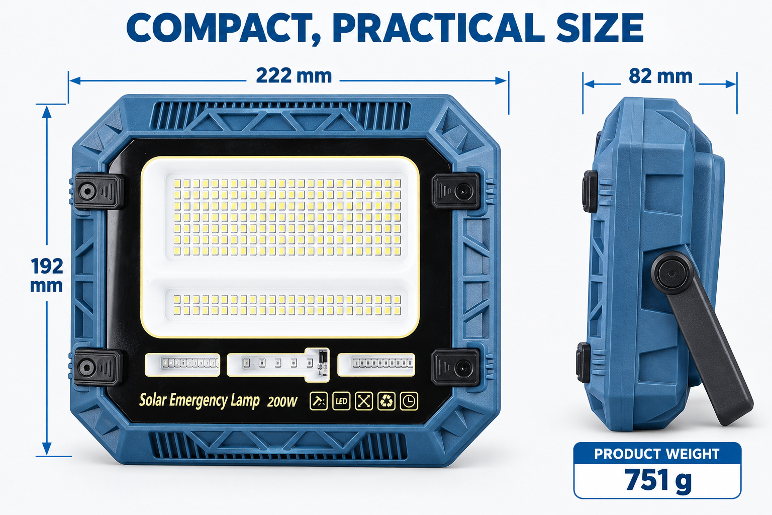 Solar Powered Rechargeable Battery Display 18650 W8114 2 SMD 2835 LED Flood Light 5400mAh 216 photo 4