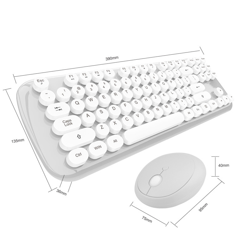 Wireless Keyboard And Mouse Set Girls Color Retro photo 6