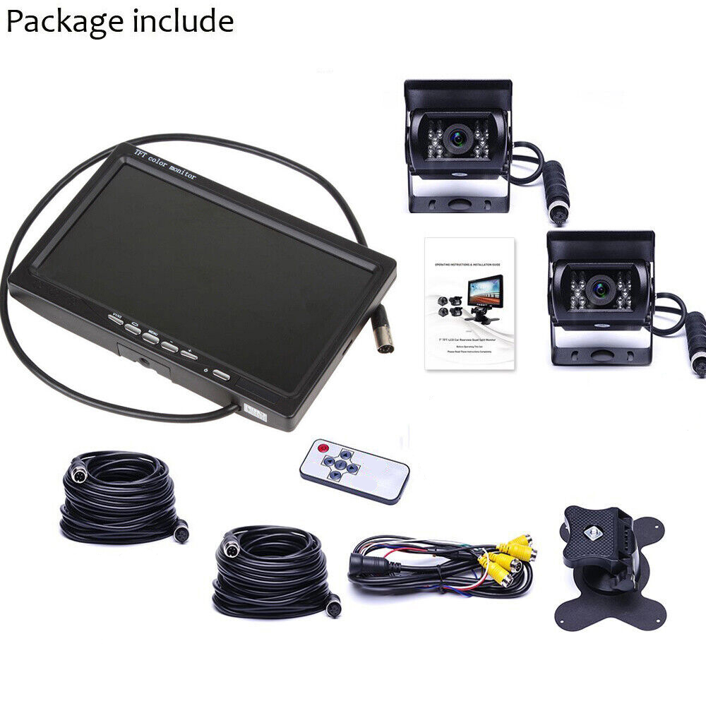 7'' Monitor 2 Waterproof Reversing Camera Car Rear View Kit For Truck Caravan photo 3