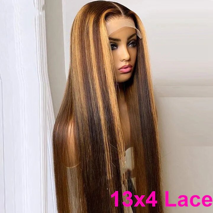 13x4 Straight Human Hair Lace Front Wig P4 27, Density photo 3