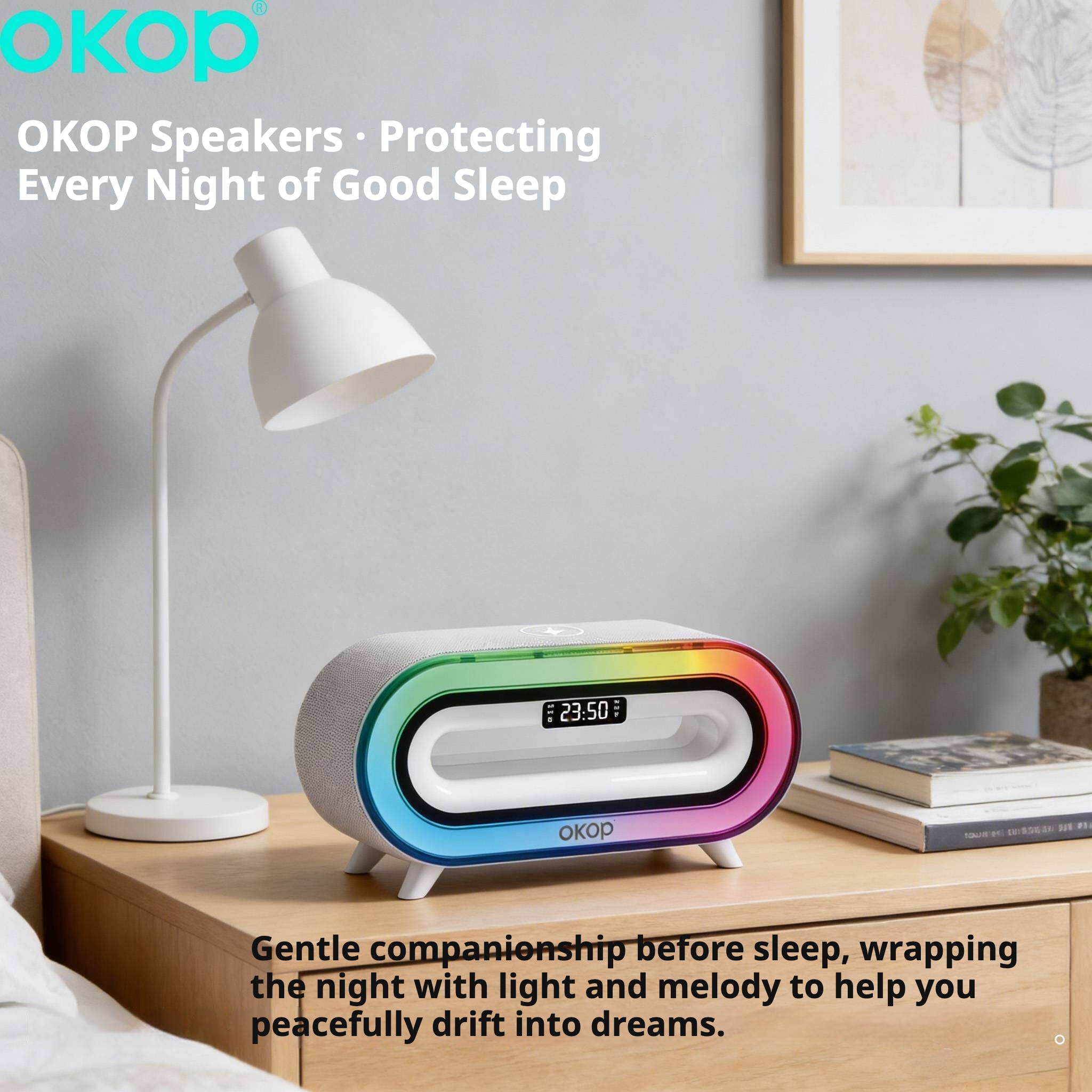 KP-576 Best-selling Wireless Bluetooth Speaker With Alarm Clock Phone Wireless Charging Suitable For Bedside Or Outdoor Use In-Stock photo 2