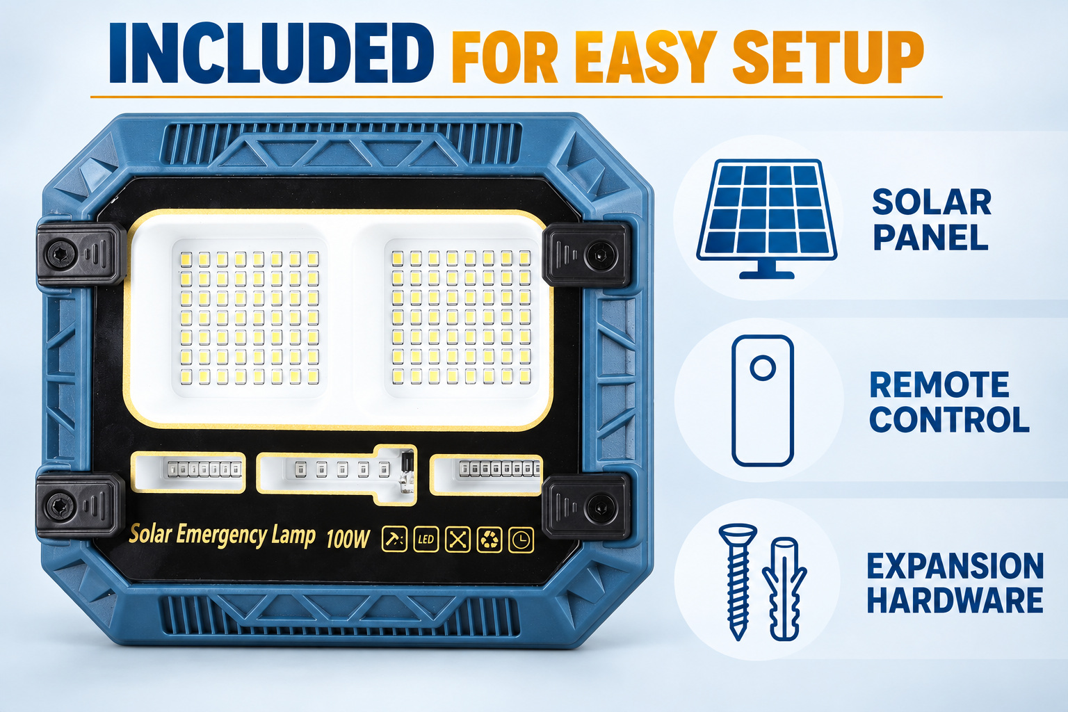 Solar Powered Rechargeable Battery Display 18650 W8113 1 Remote Control LED Flood Light Red Blue photo 8