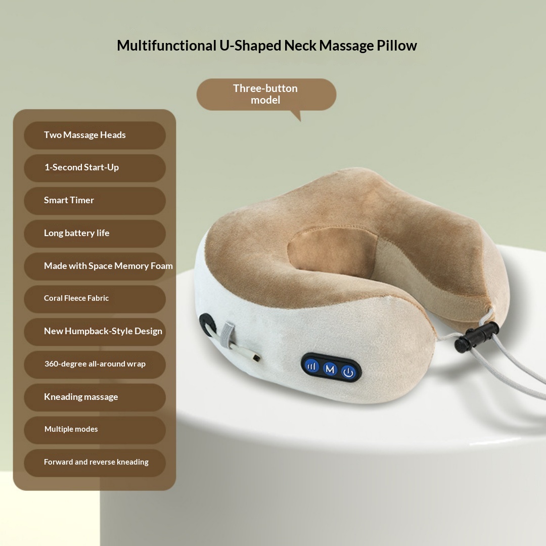 Multifunctional U-Shaped Pillow Memory Foam Portable Car Travel Electric Neck Cervical Spine Massager U-Shaped Massage Pillow photo 6