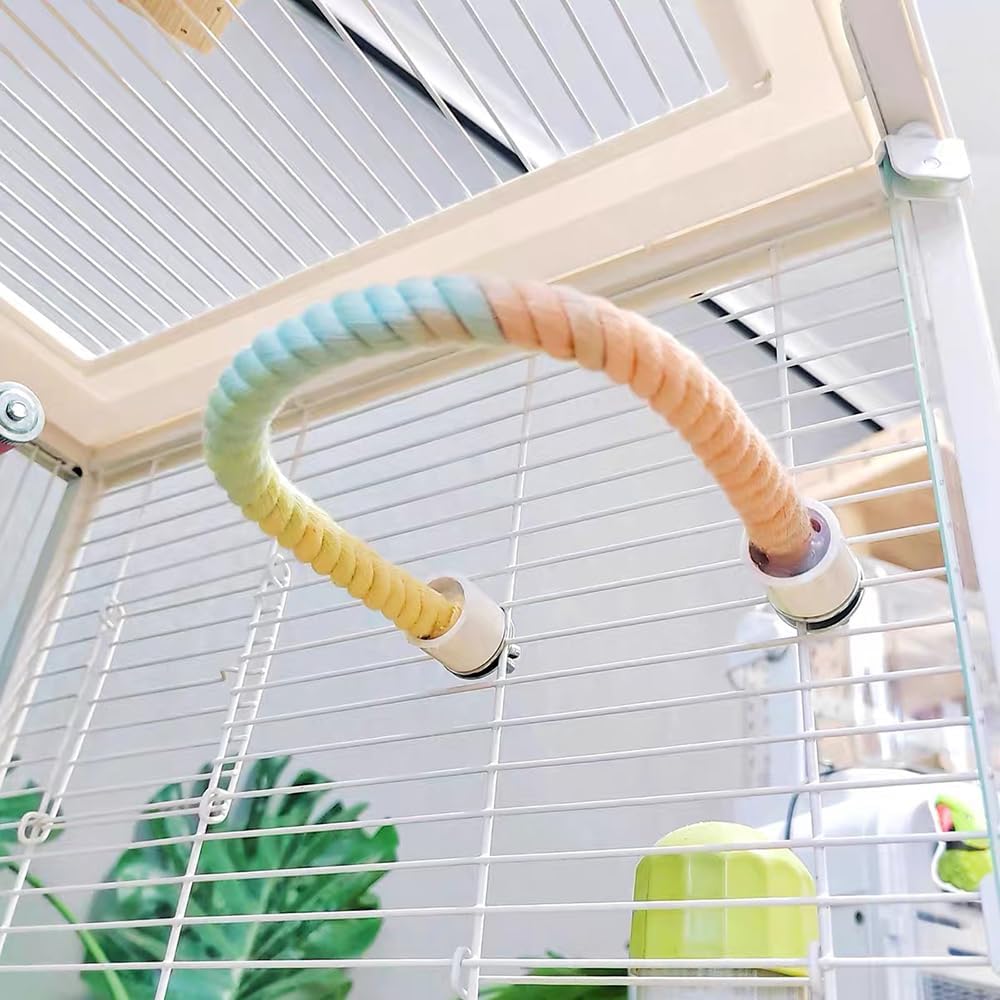 Gradient Colorful Bird Rope Perch Stand For Bird Cages Bendable Climbing Rope Cage Accessory Toy For Cockatiel Parakeet Sugar Glider photo 8
