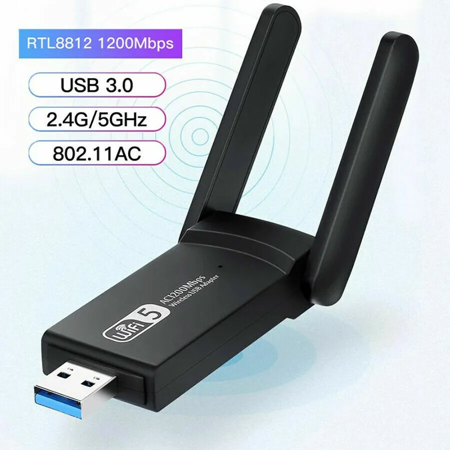 1200Mbps Long Range AC1200 Dual Band 5GHz Wireless USB 3.0 WiFi Adapter Antennas photo 6