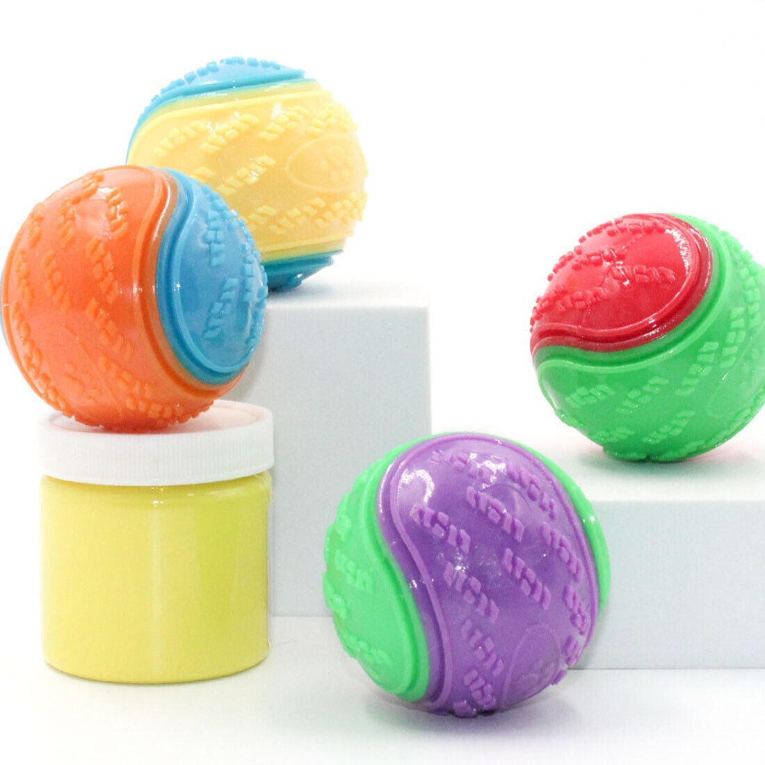 NEW Scooby-Doo Durable Squeaky Set Of 8 Dog Balls For Teeth Cleaning Interactive UK photo 4