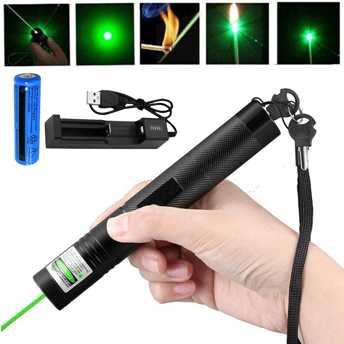 Green Laser Pointer Pen Light Visible Beam Lazer Torch 532nm 1mw USB Rechargeable Flashlight photo 1