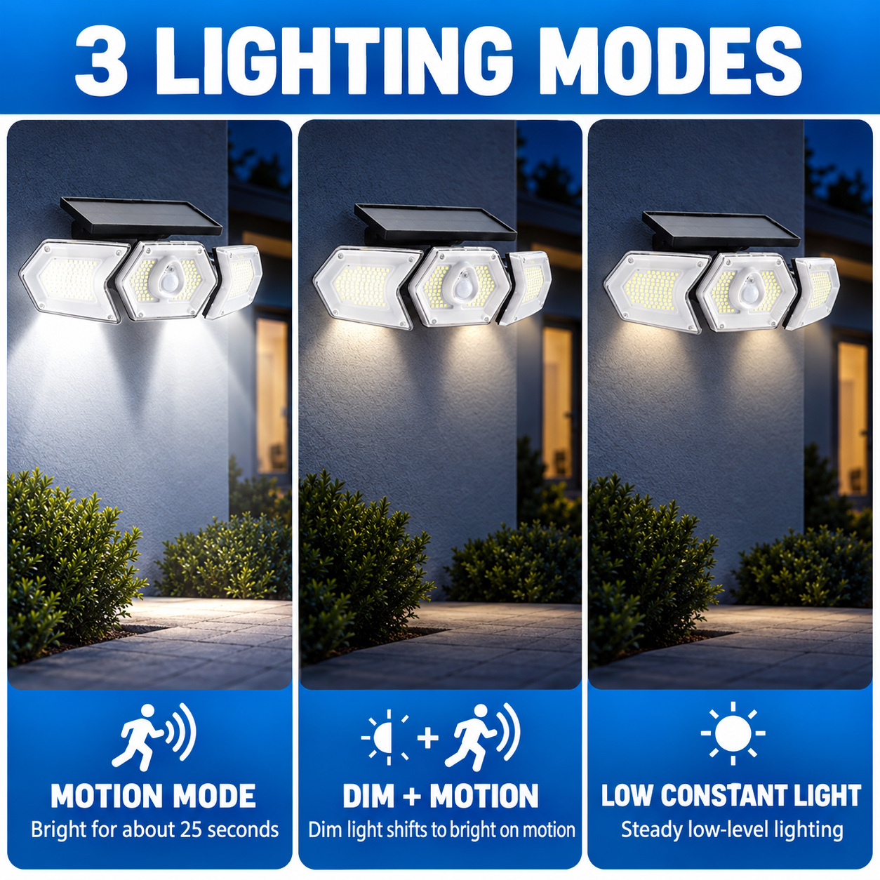 Solar Powered Rechargeable Motion Sensor LED Work Light 1200mAh For Auto W774A Battery Street 1x photo 5