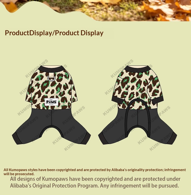 Thickened Four-Leg Full-Body Winter Warm Leopard Print Dog Jumpsuit photo 5