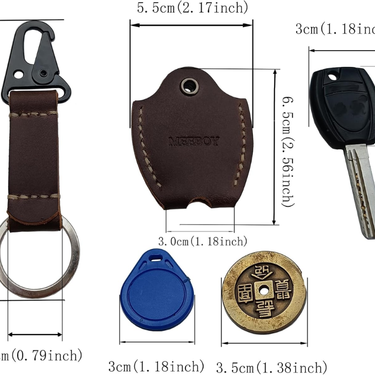 Handmade Leather Car Key Sleeve For Broken Key Car Key Cover For Men And Women Coffee photo 3