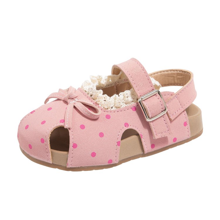 Girls' Sandals For Summer, Little Girls' Polka Dot Princess Shoes With Soft Soles And Toe Caps, Beach Walking Shoes For Beginners photo 6