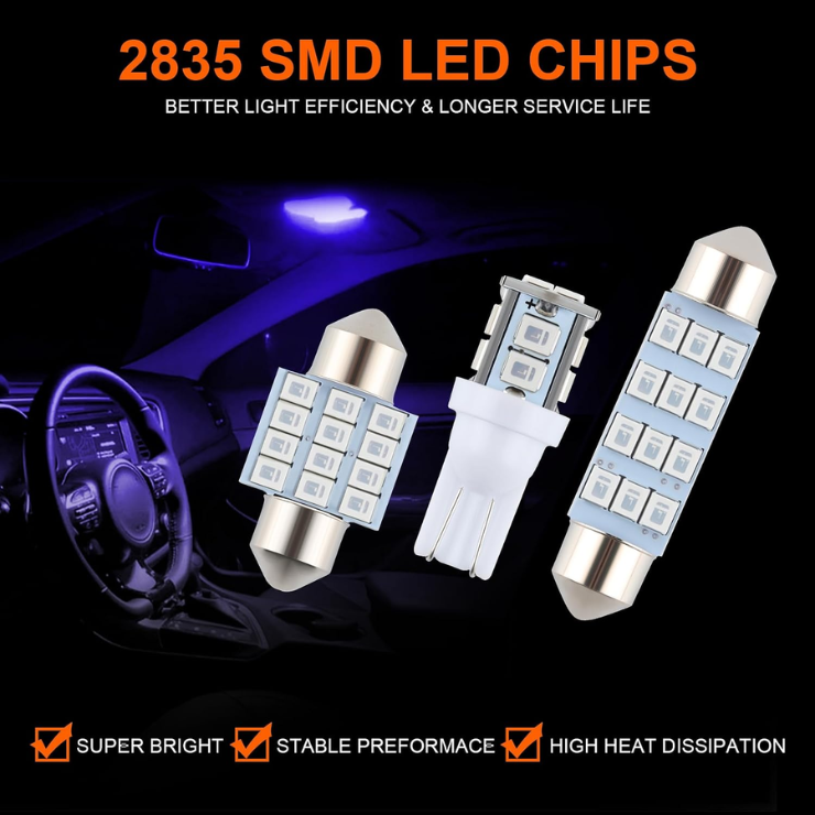 24 Pieces Dome Light LED Car Interior Bulb Kit Set 194 T10 DE3175 578 31mm 42mm Bulbs Interior Replacement Lights For Car Map License Plate Door Side Marker Cornering Trunk Light - Blue photo 2