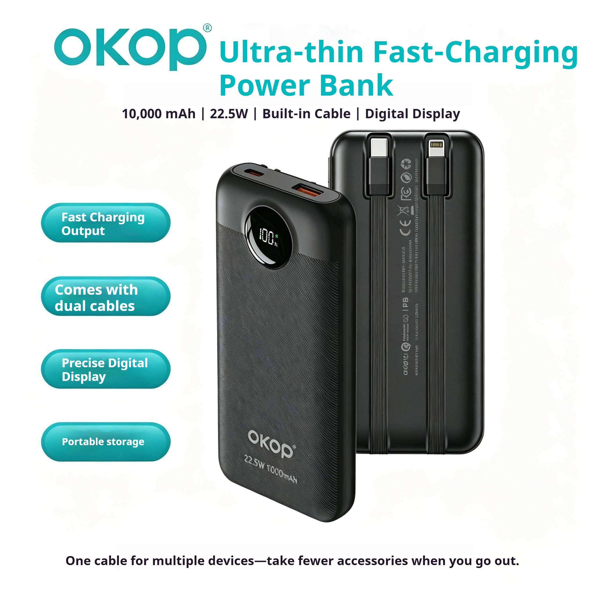 KP-728 Best-selling 10,000mAh High-capacity Power Bank With Digital Display Lightweight Portable And In-stock At The Factory photo 8