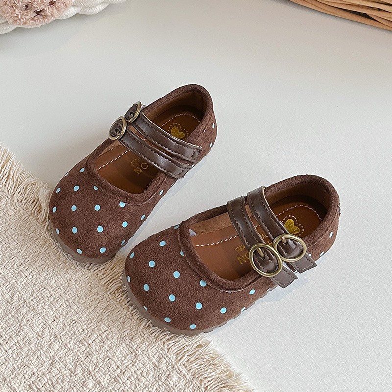 2026 Spring & Autumn New Kids Forest Style Polka Dot Leather Shoes, Korean Style Girls Shallow Mouth Princess Shoes, Soft Sole Casual Flats photo 4