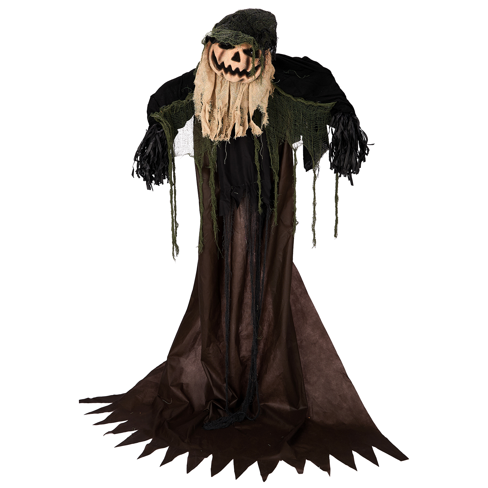 5.7ft Halloween Decorations Outdoor Life Size Animatronics Wizard With Pumpkin Face,Sound-Actived Party Decor With Creepy Sound ,Scary Haunted House Props For Garden Yard Lawn photo 5