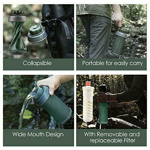 26Oz Collapsible Filter Bottle Water Filtering 2-Stage BPA Free Foldable Hiking photo 5