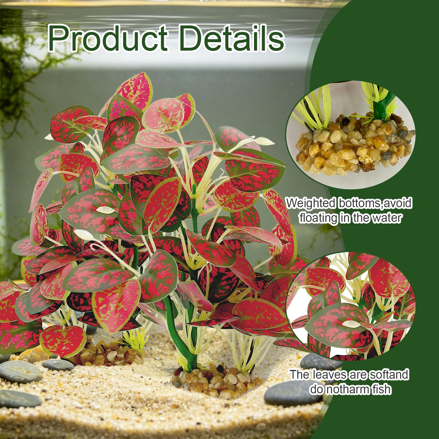 Silk Aquarium Plants 2-Pack, 8.6-inch Artificial Aquarium Silk Plants -  Simulated Fish Habitat Decor, Safe Silk Plants For Aquariums Fish Fishbowl photo 7