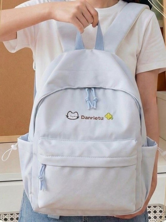 Japanese Solid Color College Student Backpack Female 2026 New Lightweight Junior High School Student Backpack Short Distance Travel Backpack - Light Blue photo 5