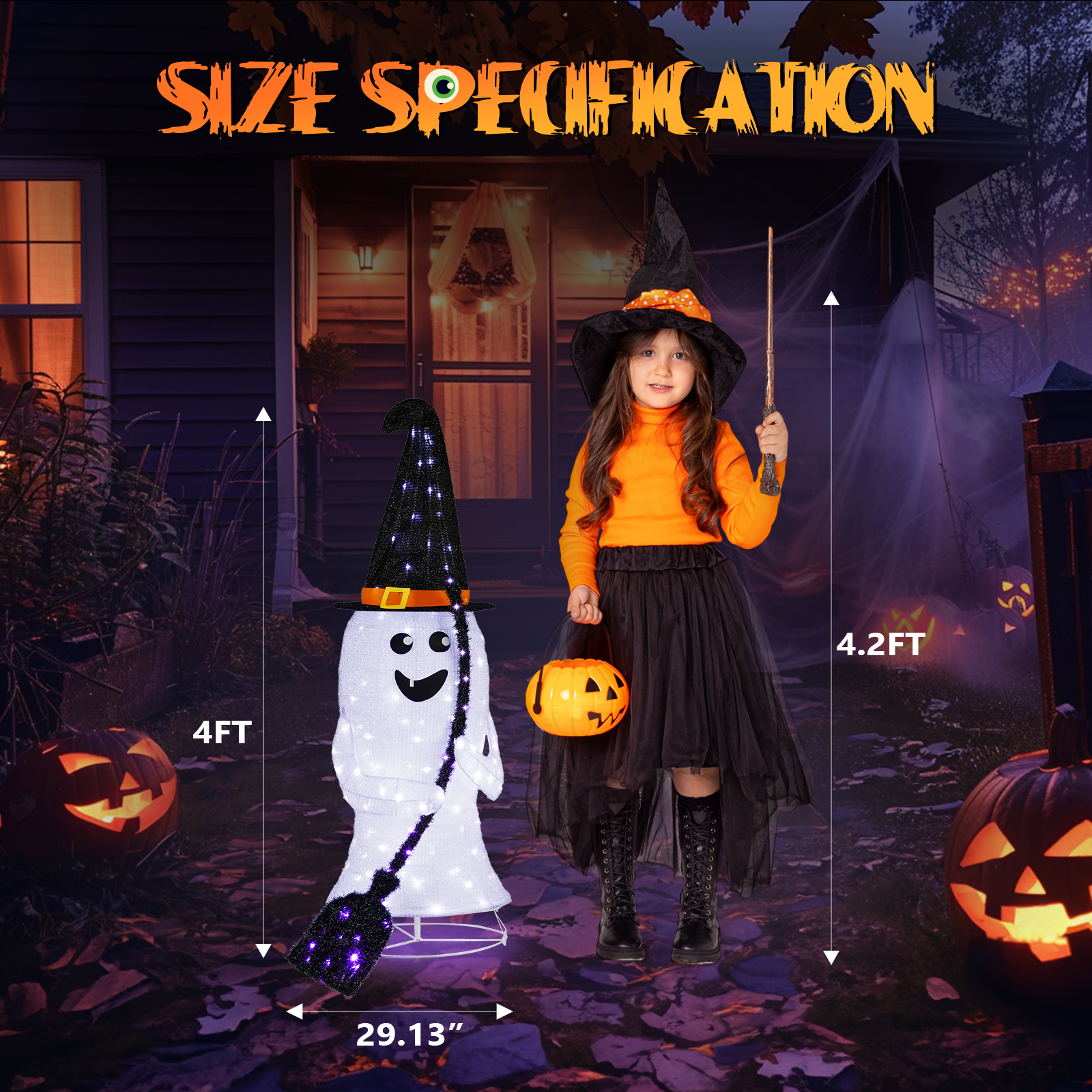 Replace 94400163 4ft  Ghost 1 00LED Lighted Outdoor Halloween Decorations photo 3
